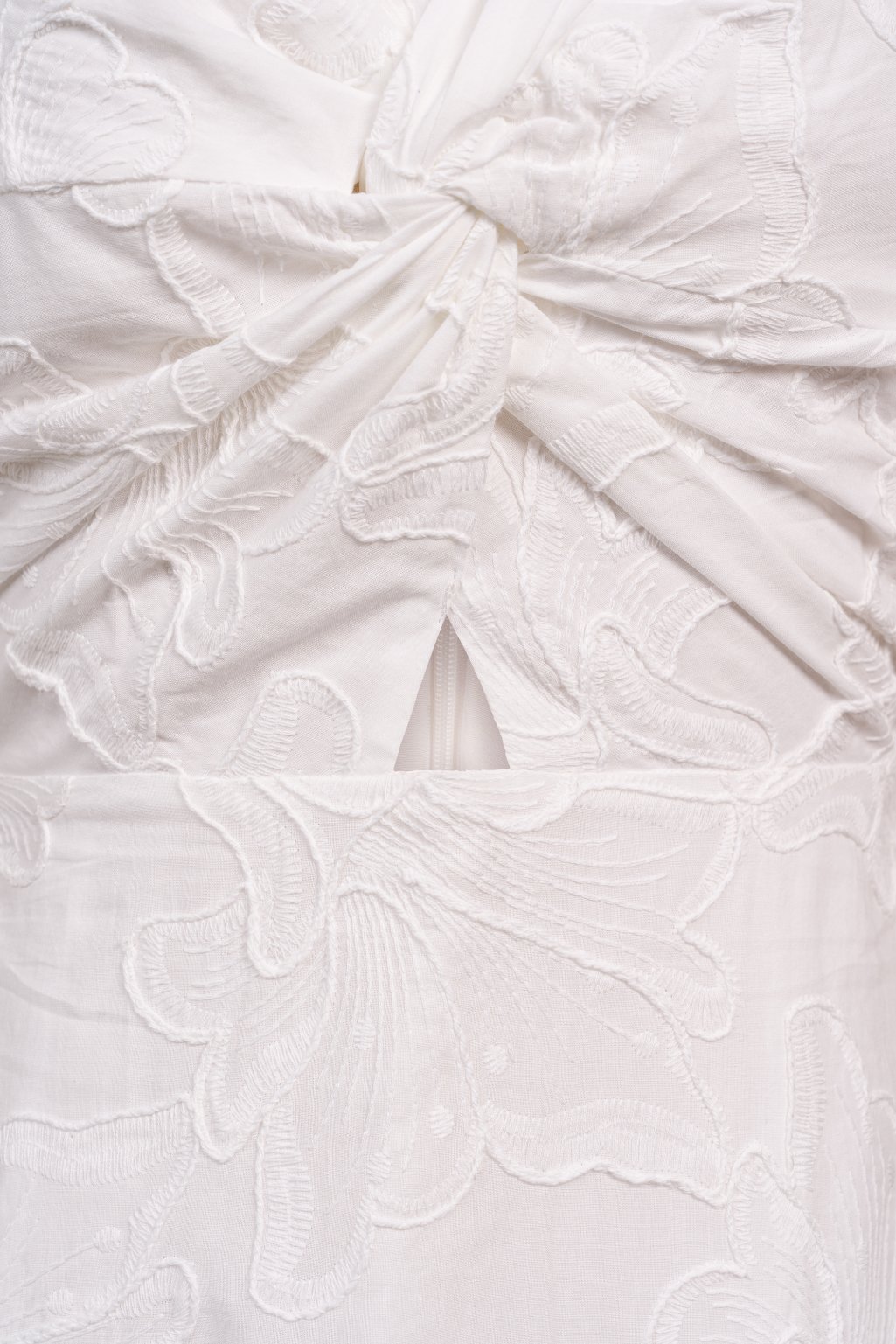 Ellie Puffy Sleeves Embroidered Cotton Midi Dress in Iconic White