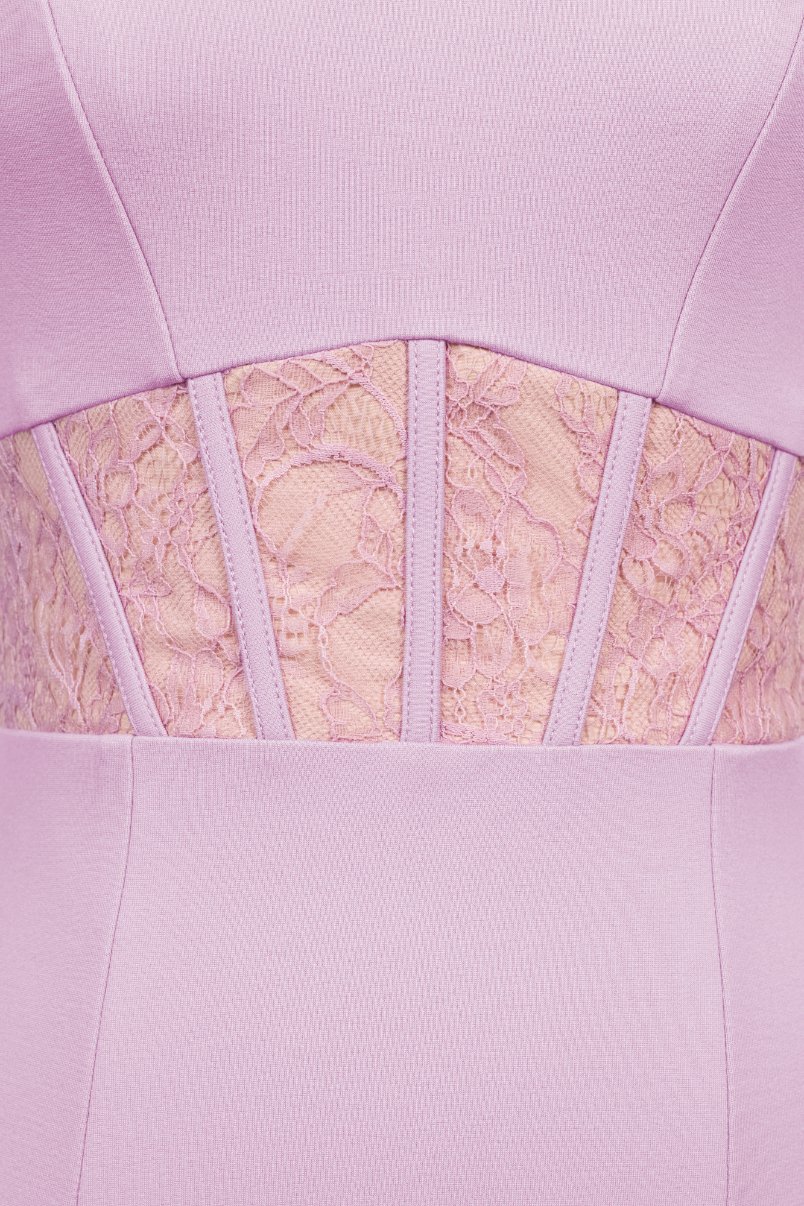 Elysia Lace Detailed Ponte Dress in Dusty Lilac