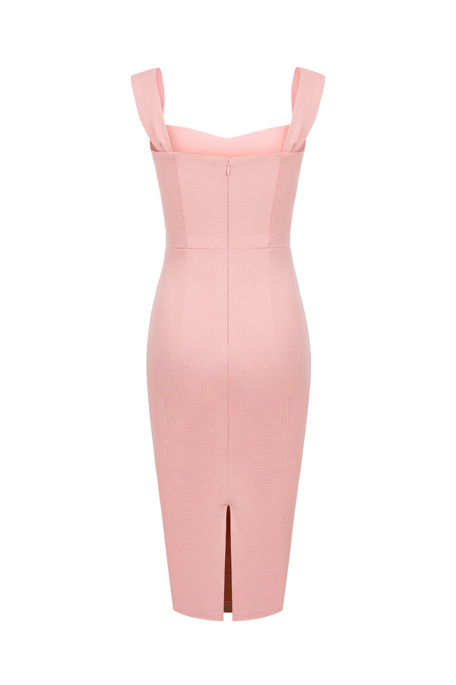 Elysia Lace Detailed Ponte Dress in Rose Pink