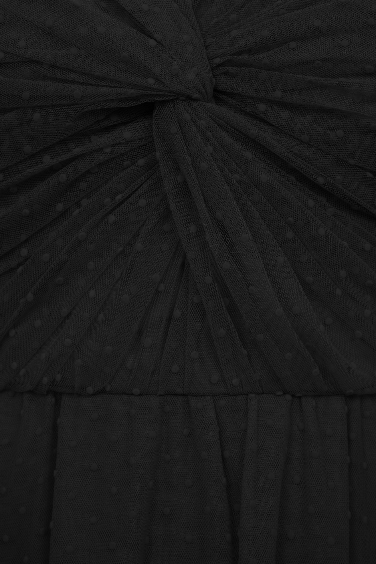 Enchant&eacute; Padded Twist Tulle Midi Dress in Classic Black