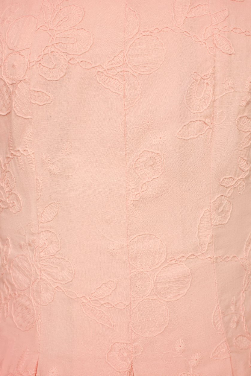 Erica Ribbon Tie Embroidered Romper in Coral Blossom