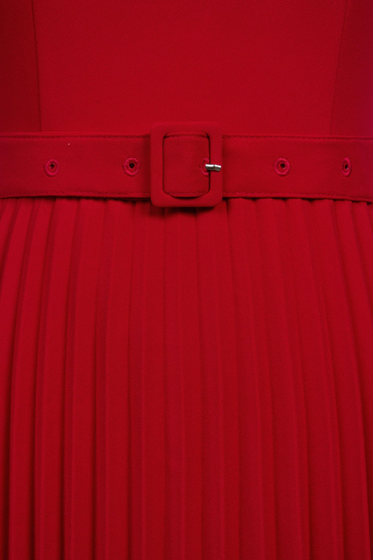 Ivy Layered Pleated Midi Dress in Scarlet Red