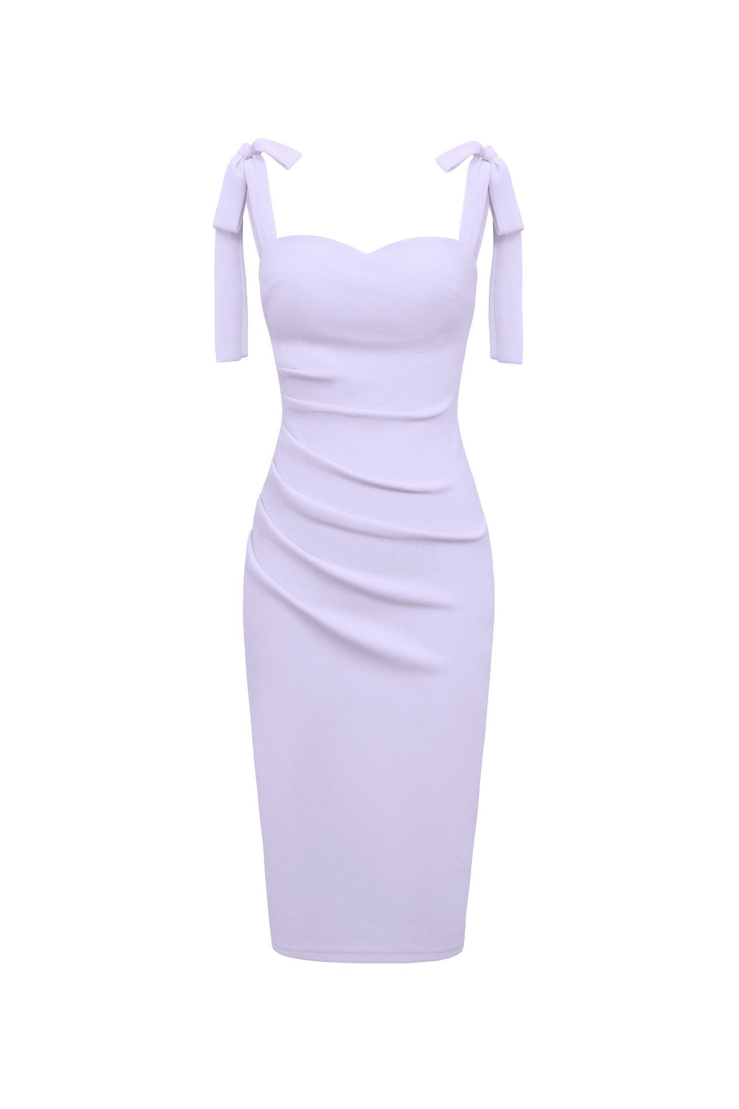 Josette Sweetheart Padded Ribbon Pencil Dress in Lilac Haze