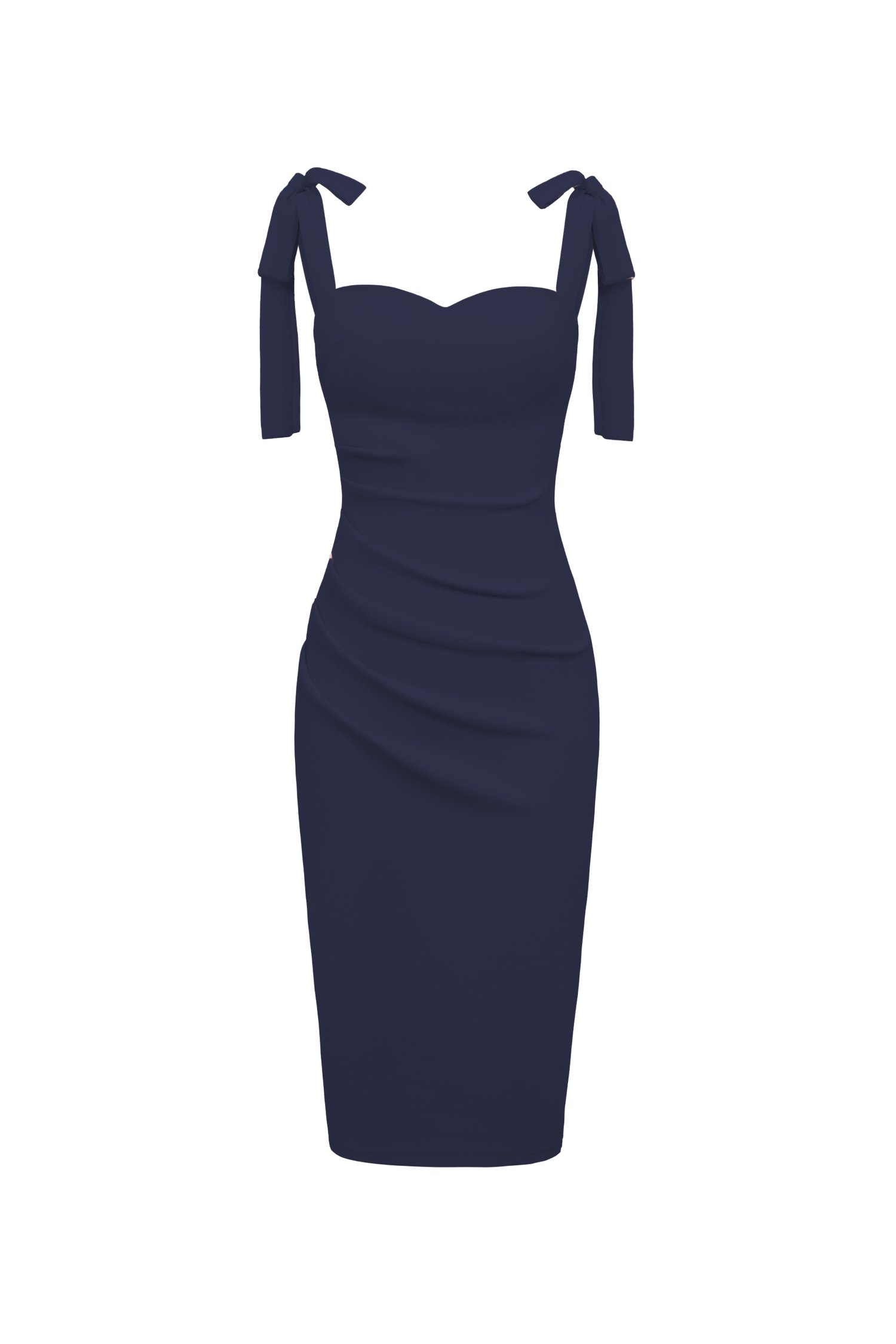 Josette Sweetheart Padded Ribbon Pencil Dress in Midnight Sapphire