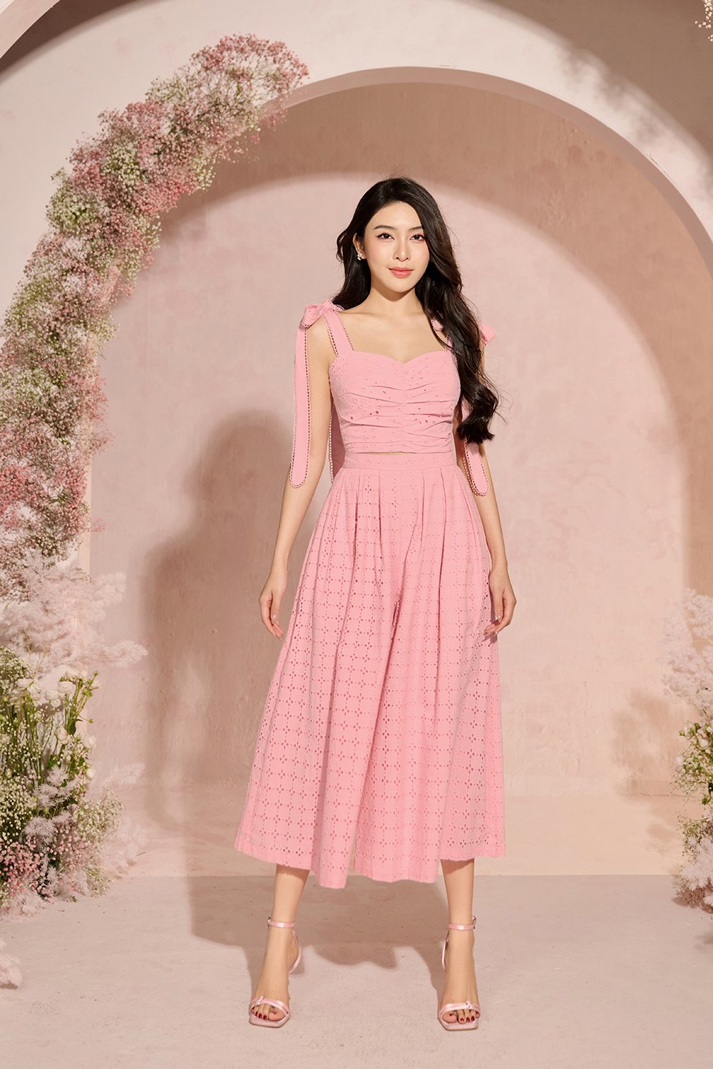 Juneau Broderie Anglaise Culottes in Cherry Blossom