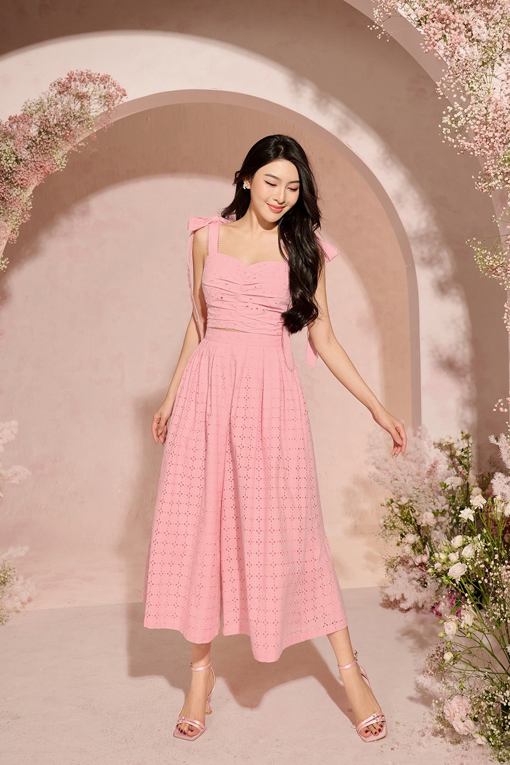 Juneau Broderie Anglaise Culottes in Cherry Blossom