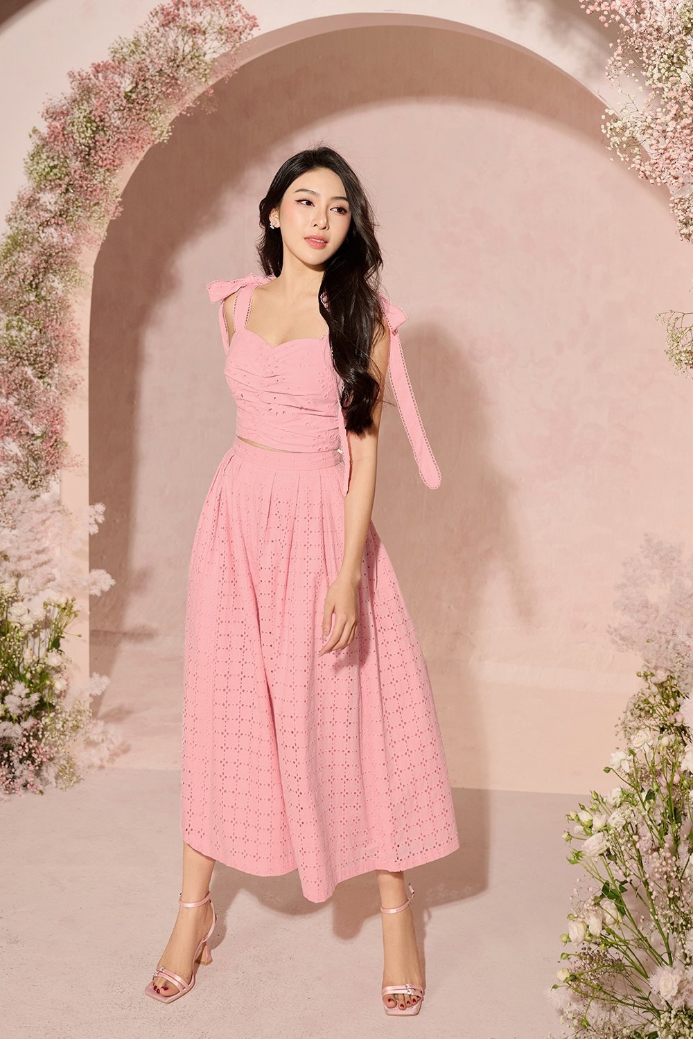 Juneau Broderie Anglaise Culottes in Cherry Blossom