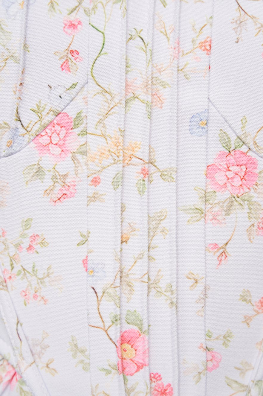 Linnea Corset Peplum Top in Mist Blooming Trails