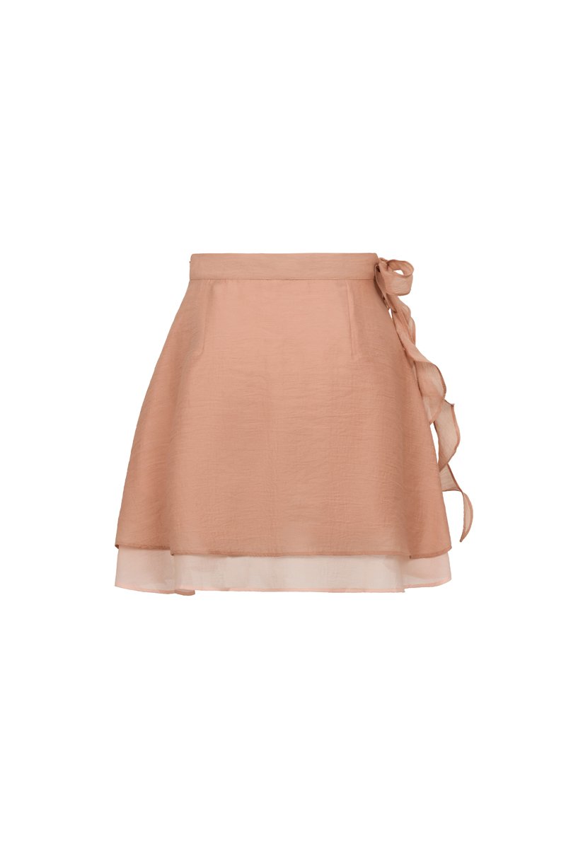 Nevelle Ruffle Tiered Mini Skort in Amber Rose