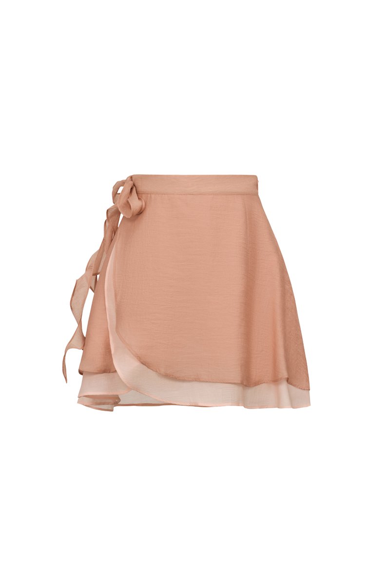 Nevelle Ruffle Tiered Mini Skort in Amber Rose