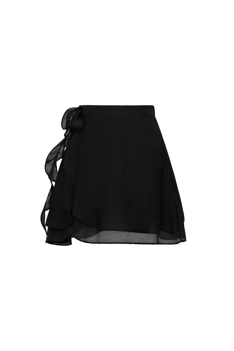Nevelle Ruffle Tiered Mini Skort in Classic Black