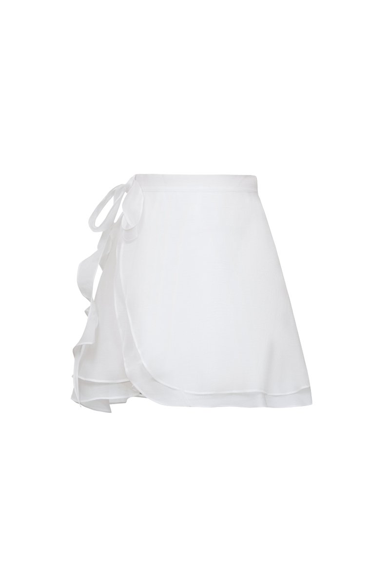Nevelle Ruffle Tiered Mini Skort in Iconic White