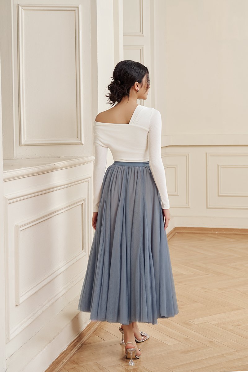 Perline Asymmetrical Crop Top in Iconic White