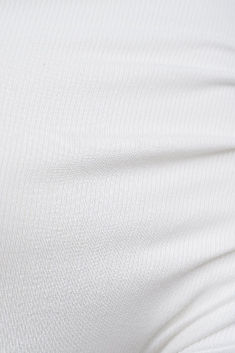 Perline Asymmetrical Crop Top in Iconic White