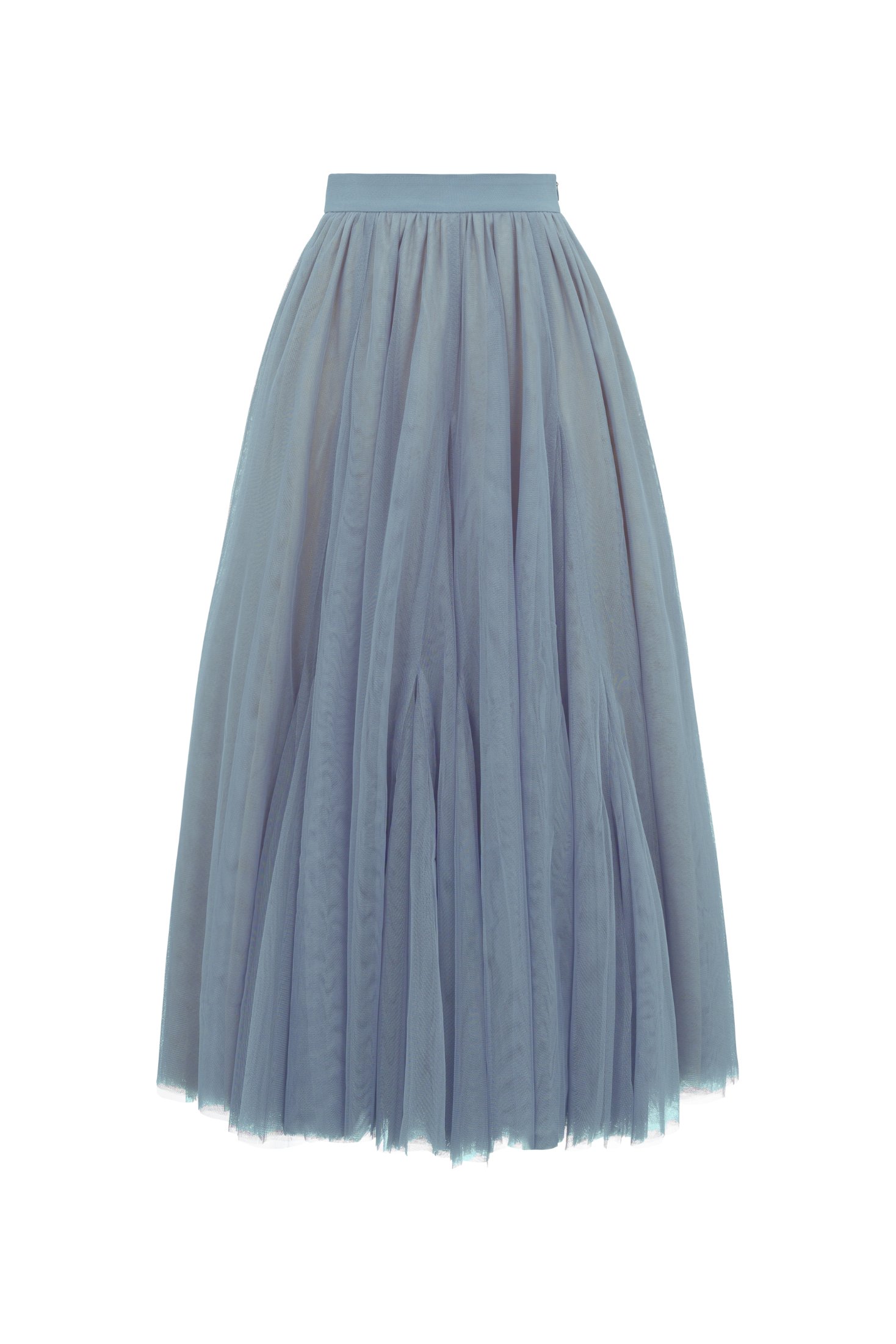Pirouette Midi Tulle Skirt in Dusky Azure