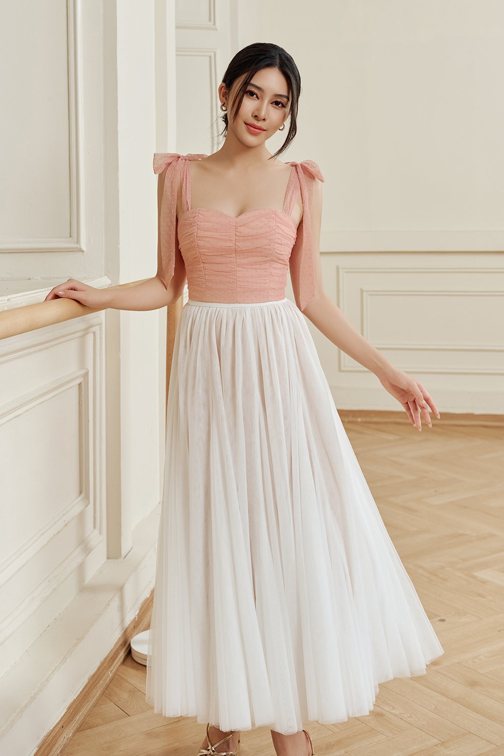 Pirouette Midi Tulle Skirt in Iconic White