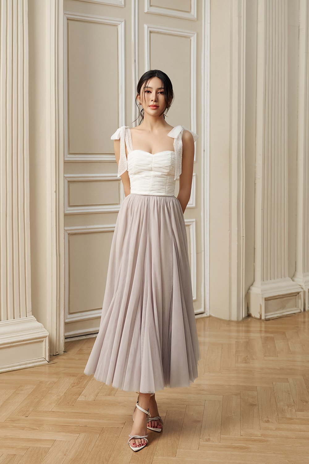 Pirouette Midi Tulle Skirt in Mauve Whisper