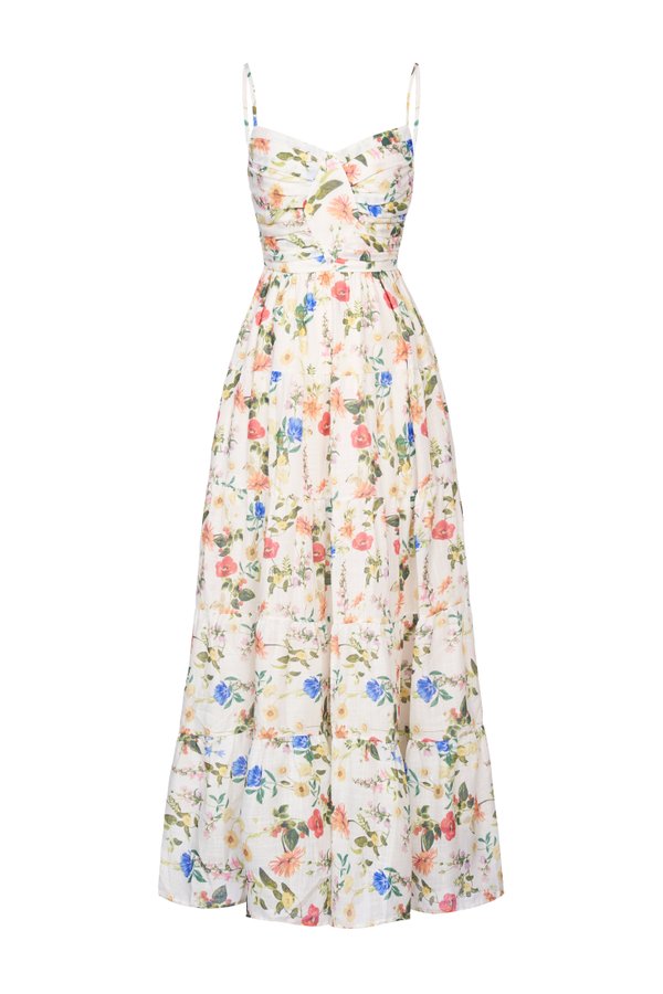 Ceres Diamond Pleated Maxi Dress in Field of Dreams