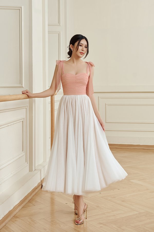 Pirouette Midi Tulle Skirt in Iconic White