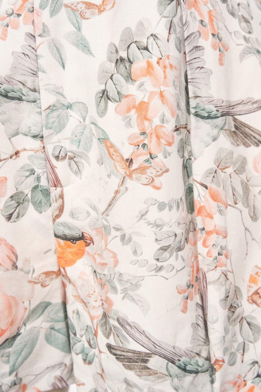 Ardelle High Waist Linen Shorts with Belt in White Songbird Symphony