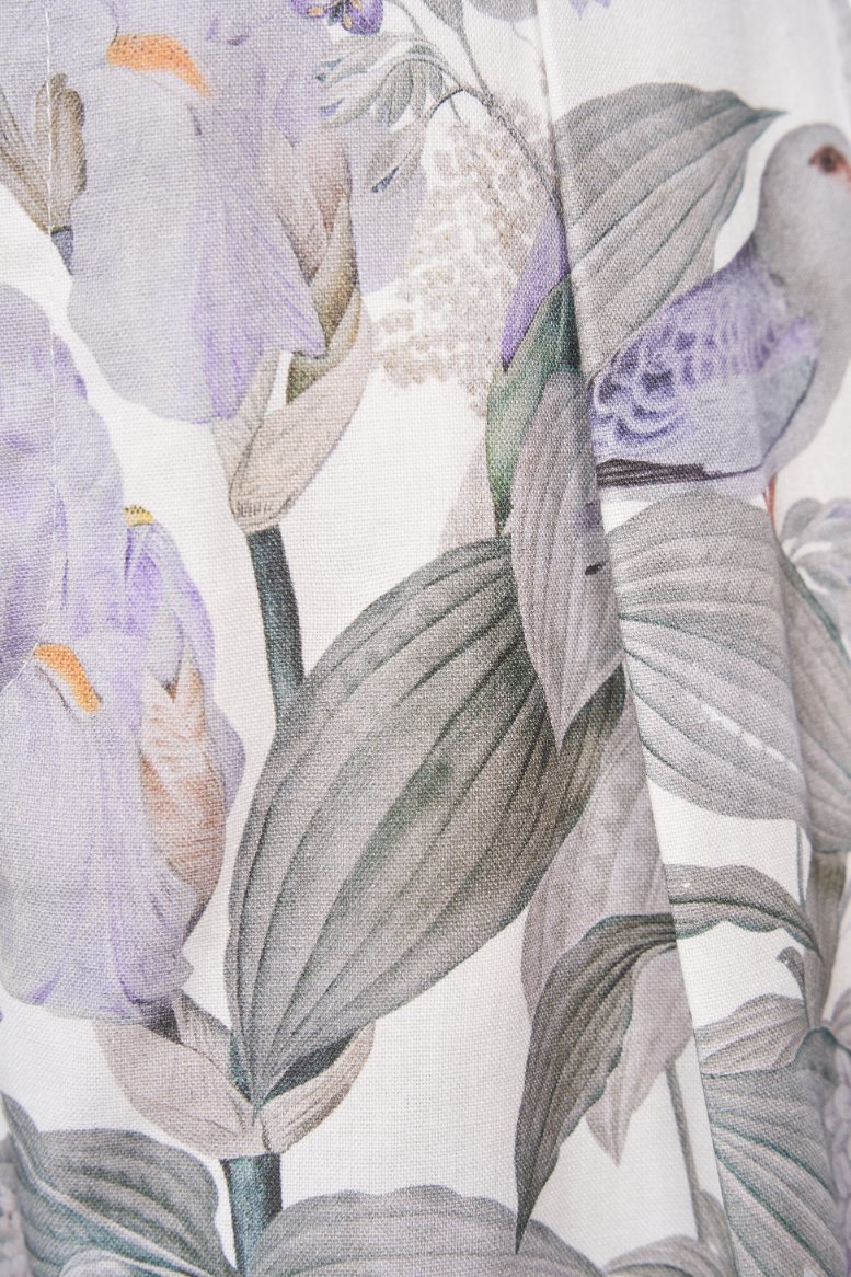 Ardelle High Waist Linen Shorts with Belt in White Whispering Lilac Grove