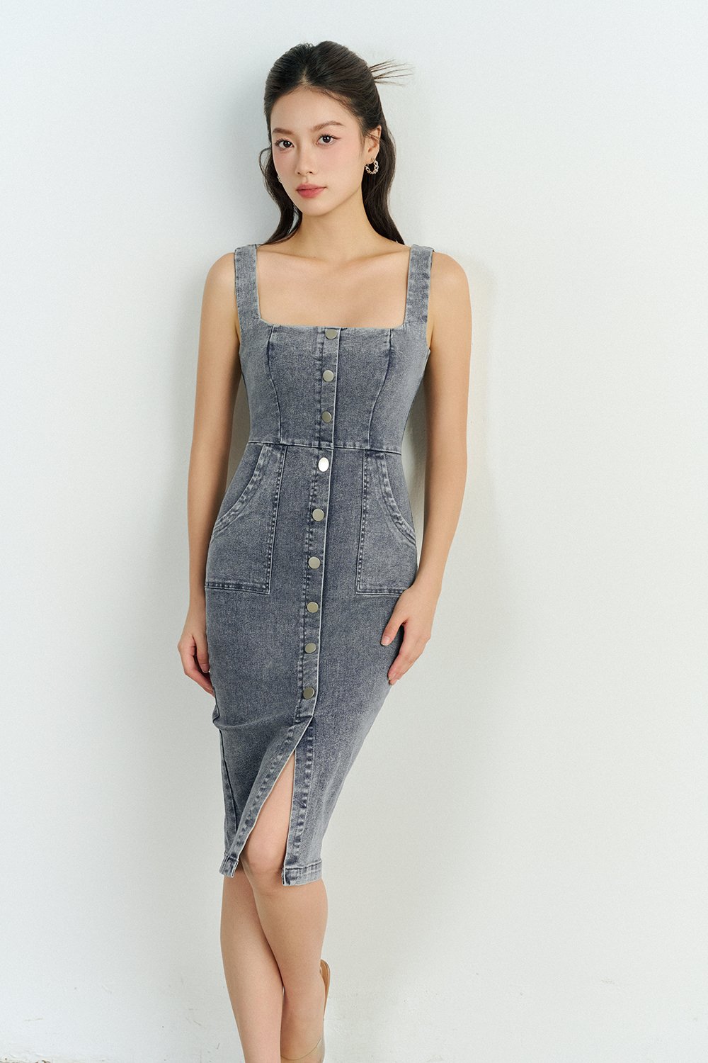 Brynne Denim Pencil Dress in Vintage Wash