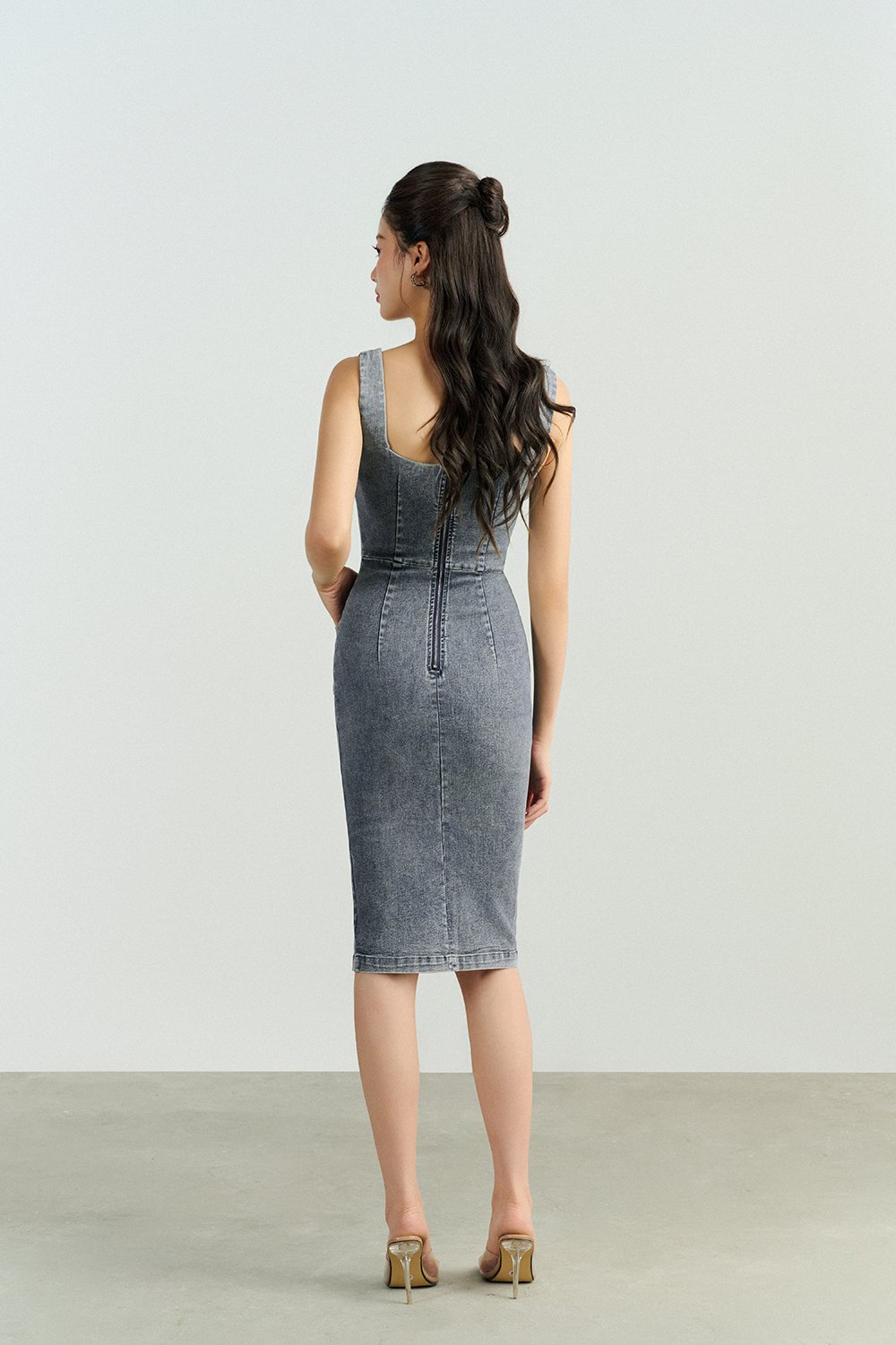 Brynne Denim Pencil Dress in Vintage Wash