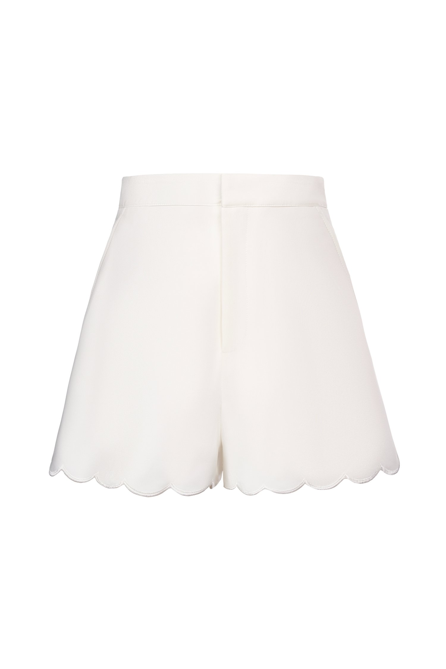Cecily High Waisted Scallop Shorts in Iconic White