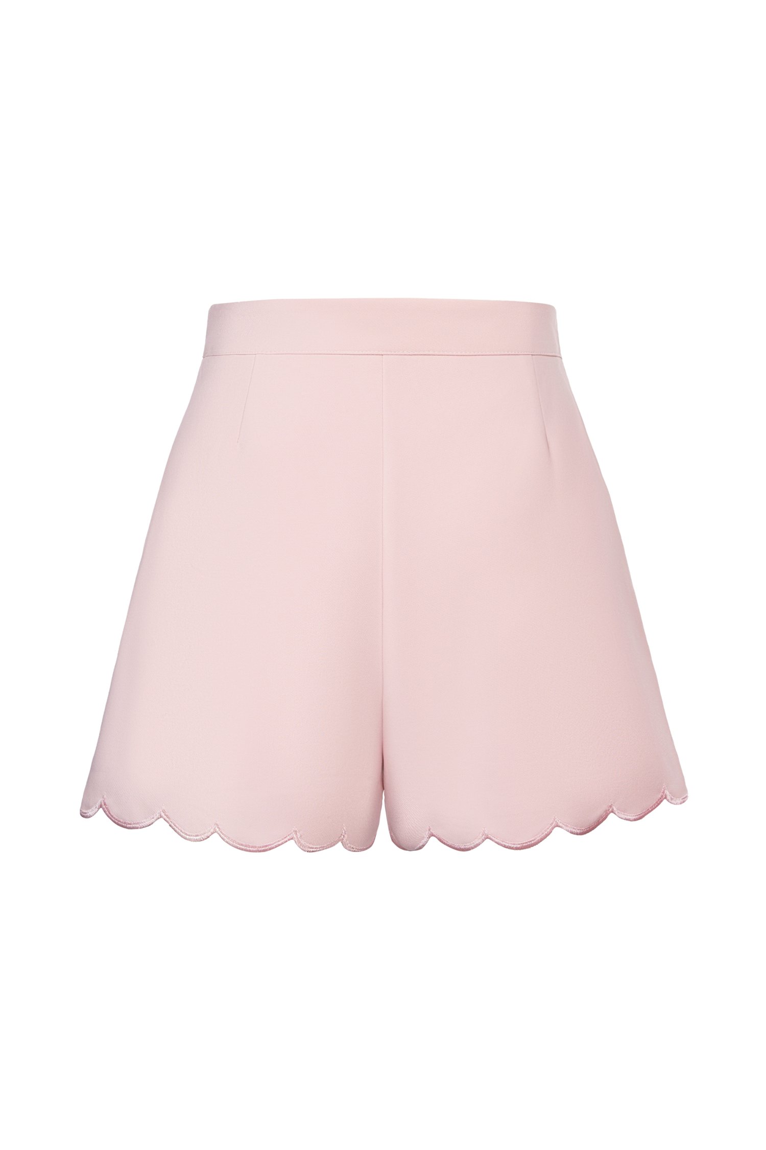 Cecily High Waisted Scallop Shorts in Soft Blush