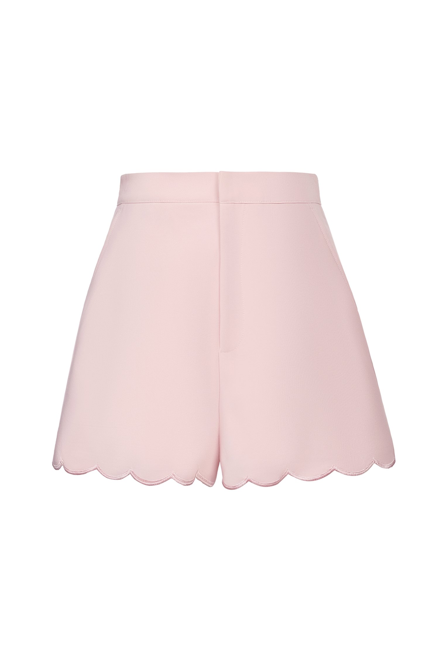 Cecily High Waisted Scallop Shorts in Soft Blush