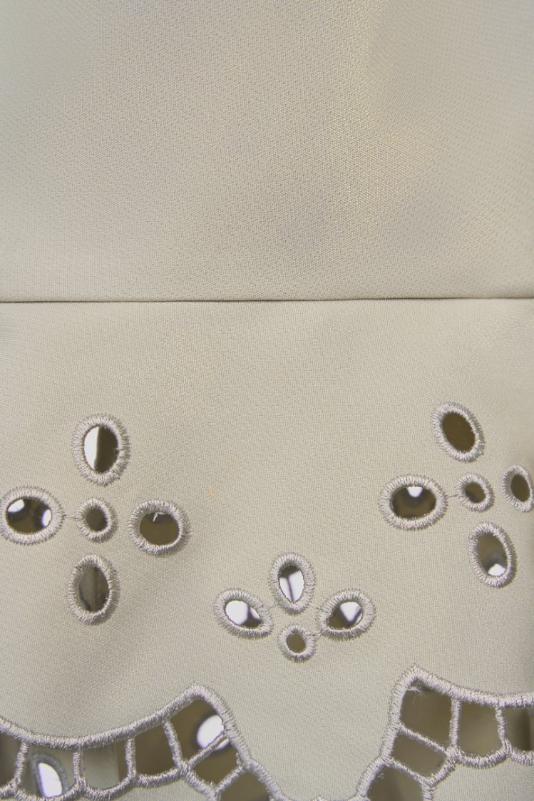 Cecily Ribbon Tie Embroidered Scallop Peplum Top in Light Sage