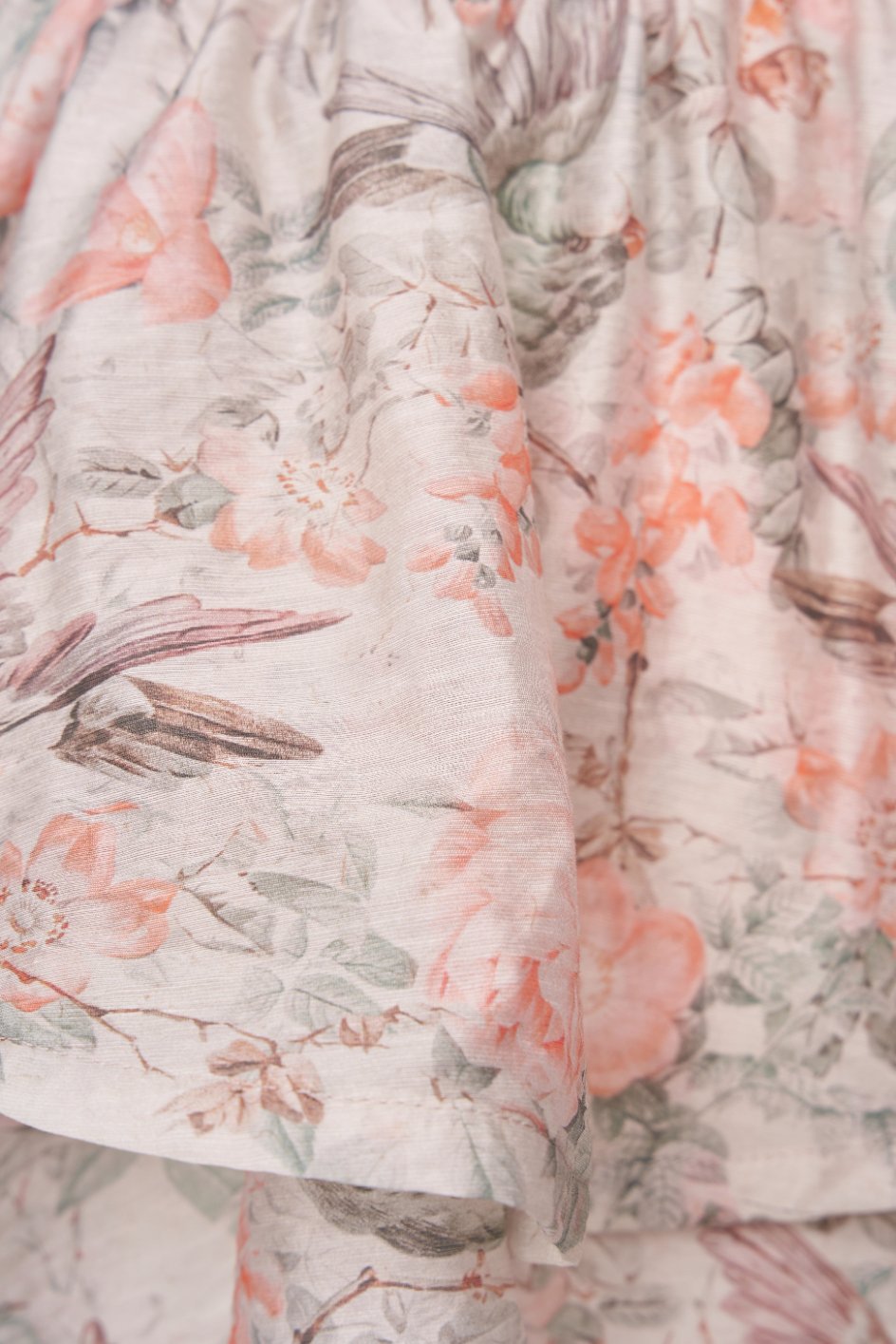 Corinne Tiered Mini Skirt in Greige Songbird Symphony