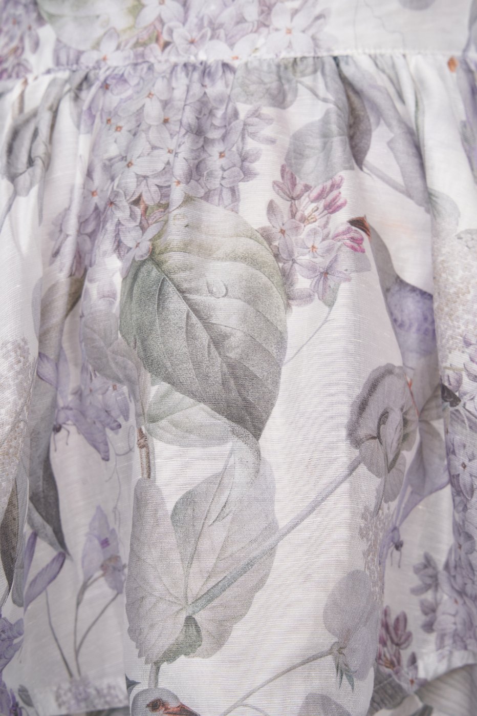 Corinne Tiered Mini Skirt in White Whispering Lilac Grove