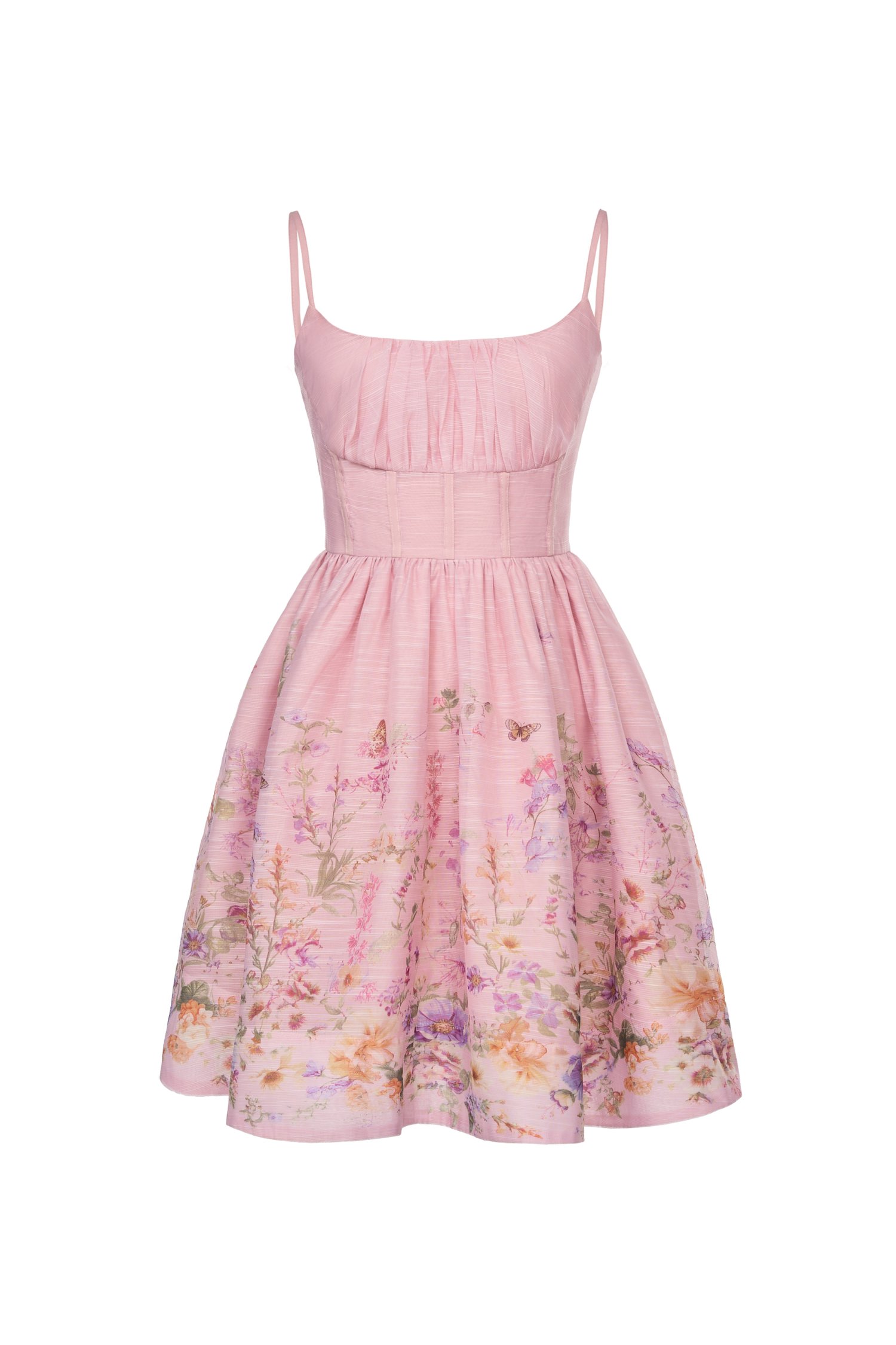 Floryn Ruched Bust Mini Dress in Blush Orchid Enchanted Pastures