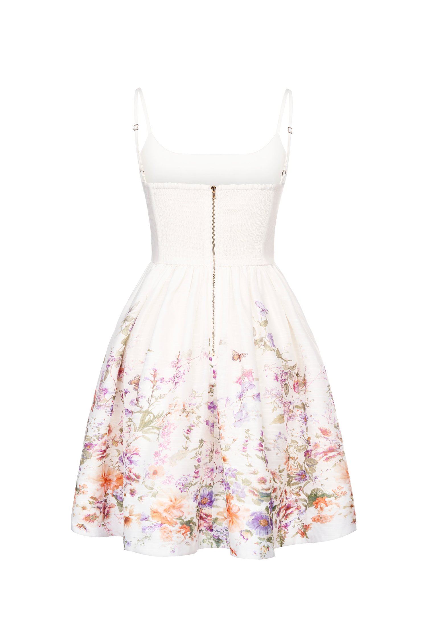 Floryn Ruched Bust Mini Dress in White Enchanted Pastures