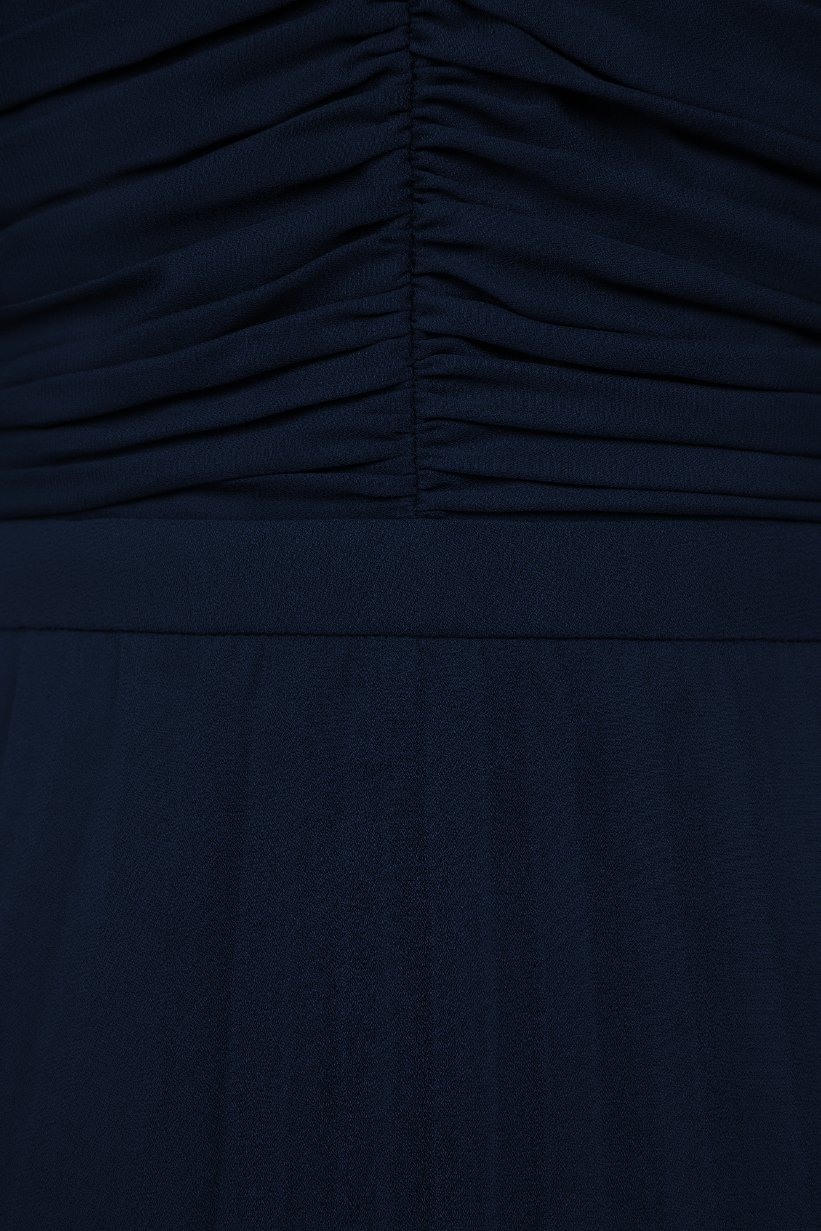 Hedley Pleated Tier Midi Dress in Navy Blue