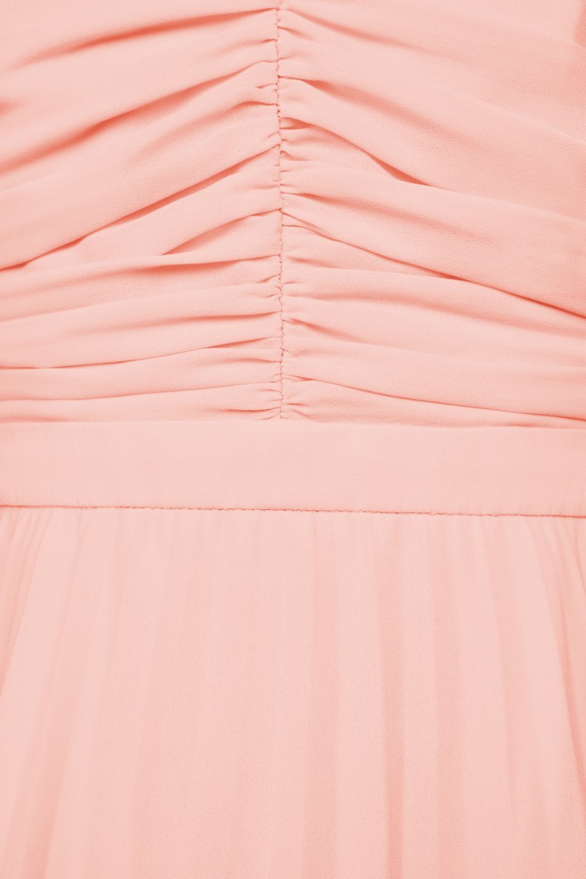 Hedley Pleated Tier Midi Dress in Peach Coral