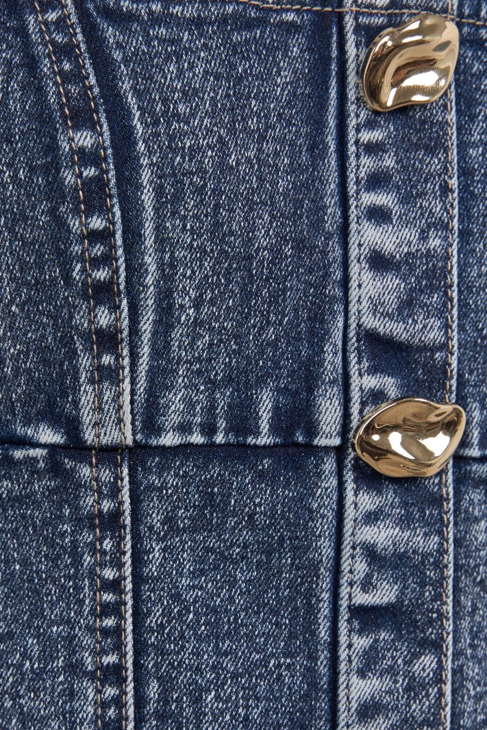 Karina Denim Cropped Top in Acid Wash