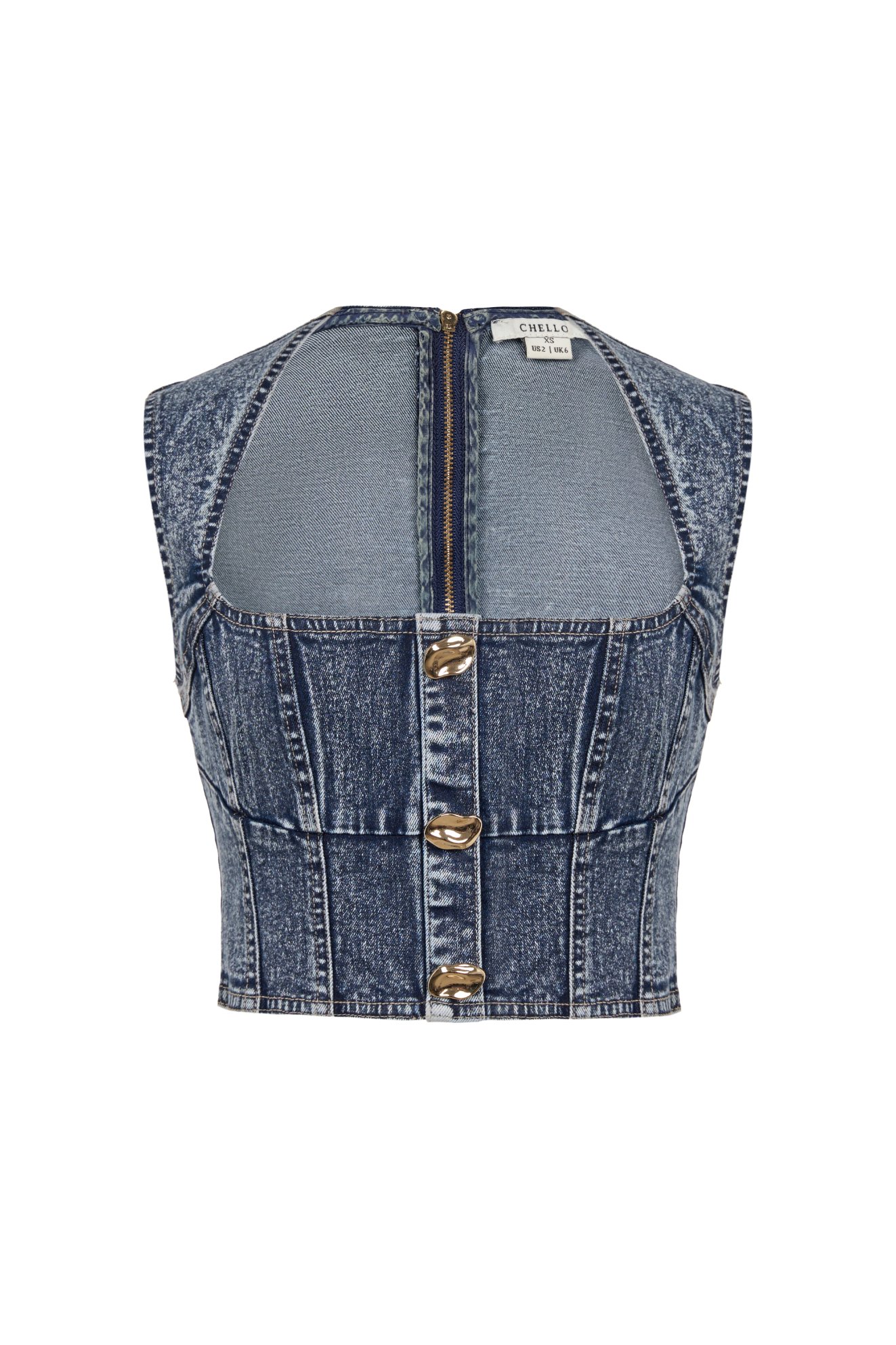 Karina Denim Cropped Top in Acid Wash