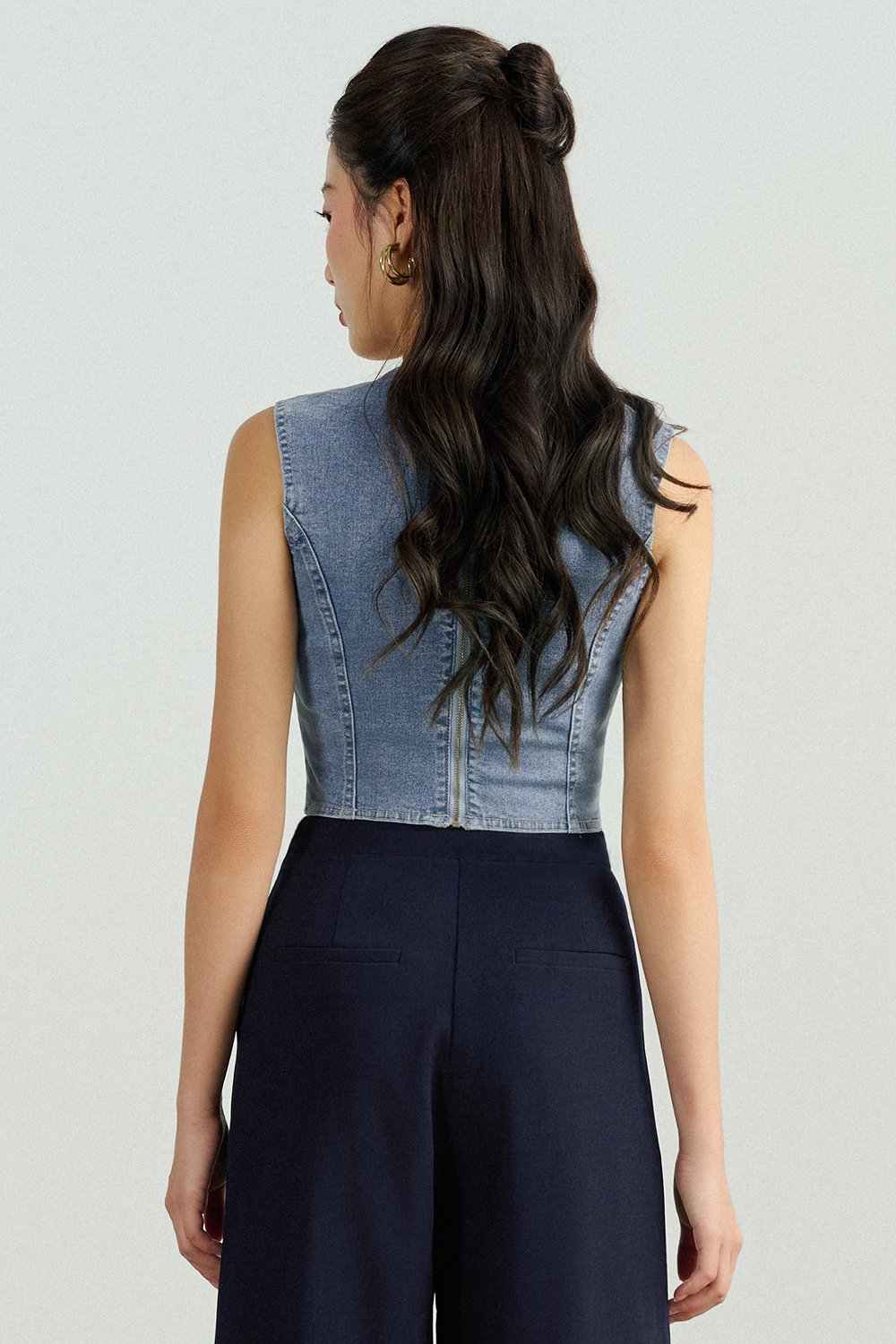 Karina Denim Cropped Top in Light Denim