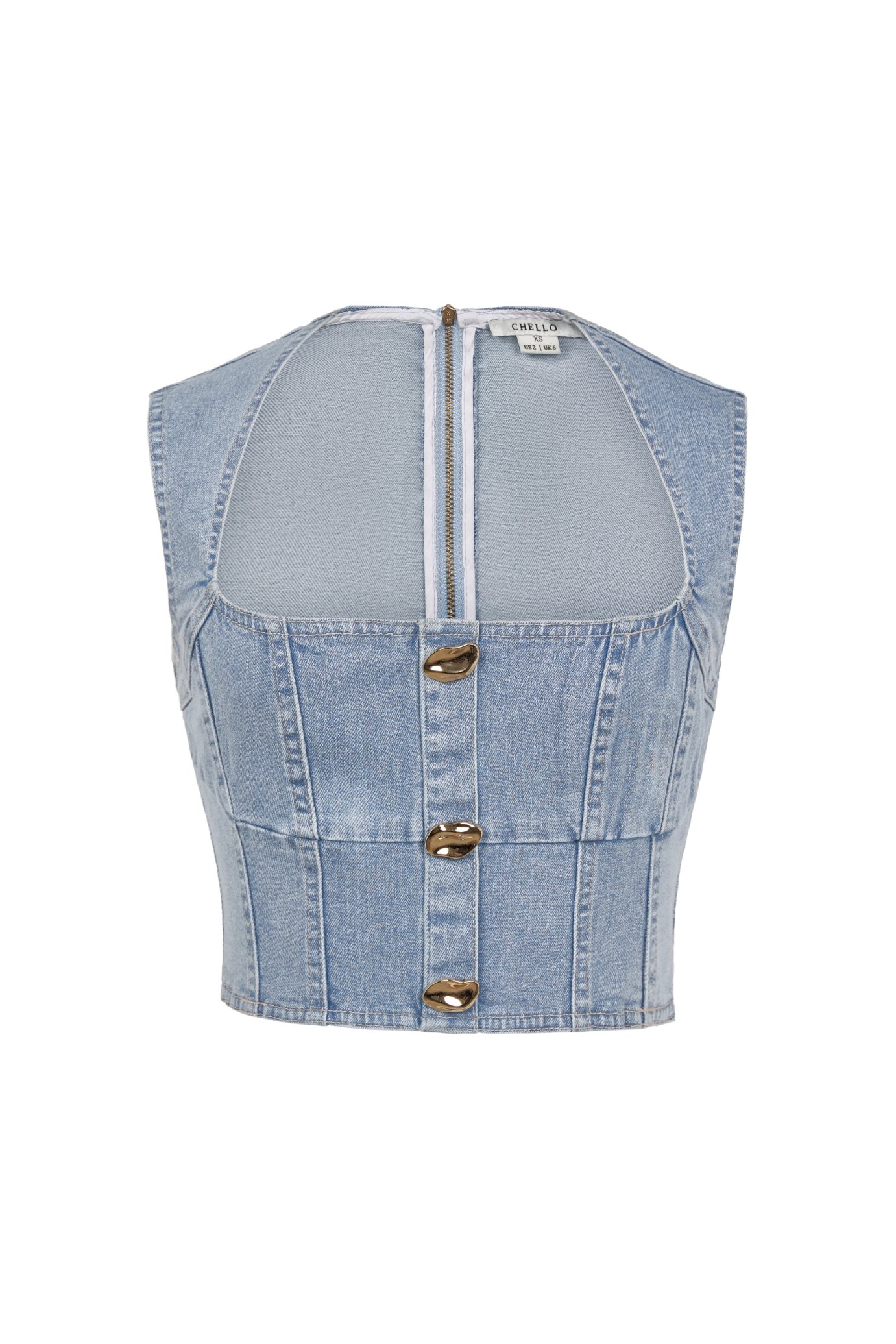 Karina Denim Cropped Top in Light Denim