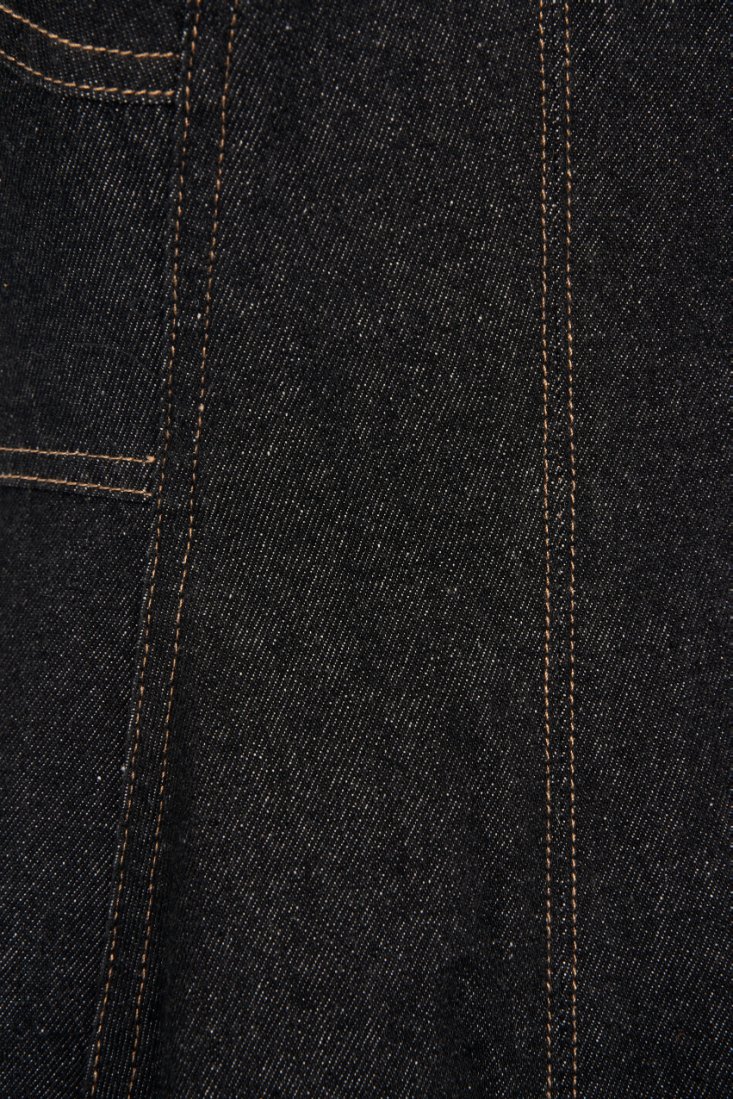 Mavis Bustier Denim Midi Dress in Black Denim