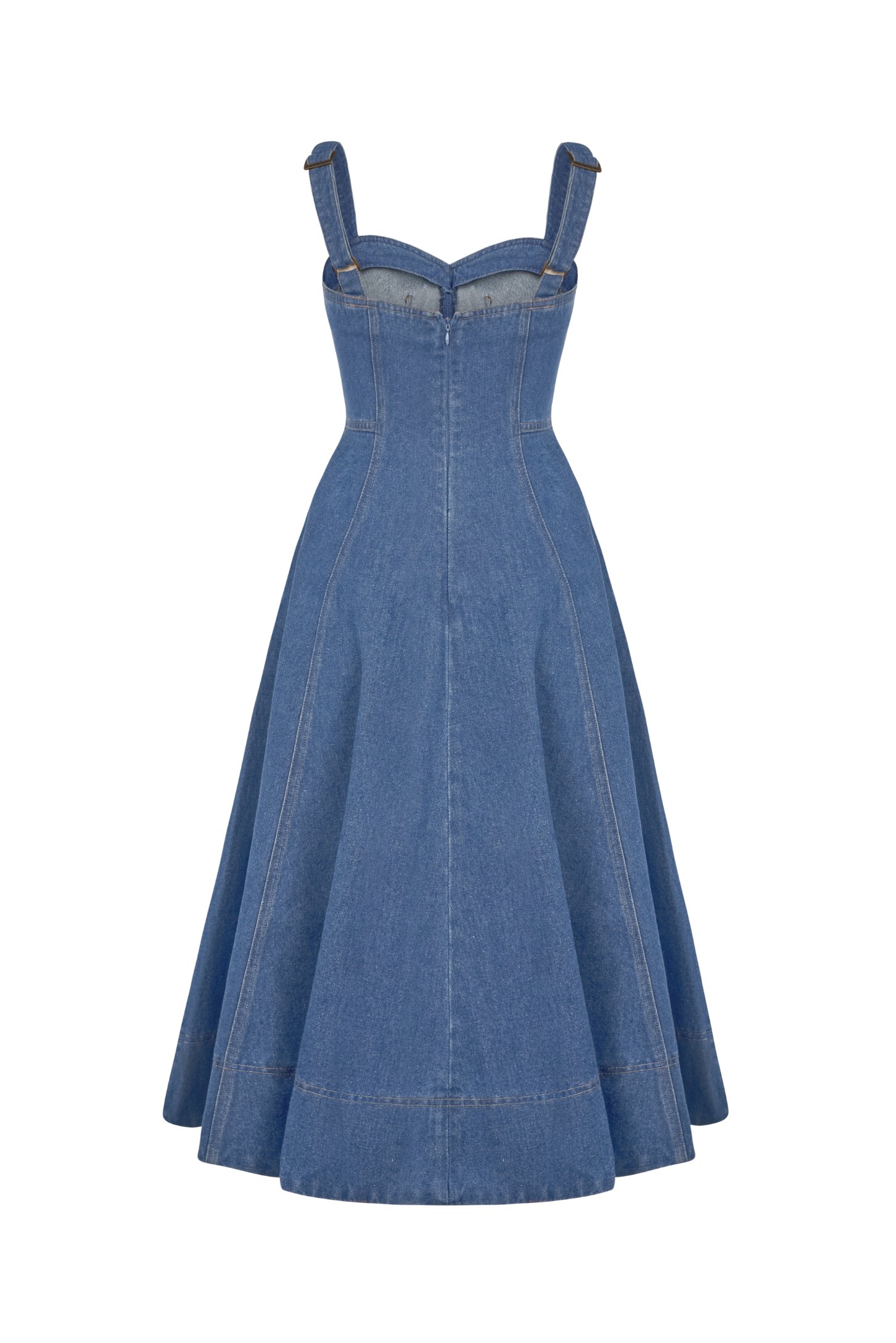 Mavis Bustier Denim Midi Dress in Classic Denim