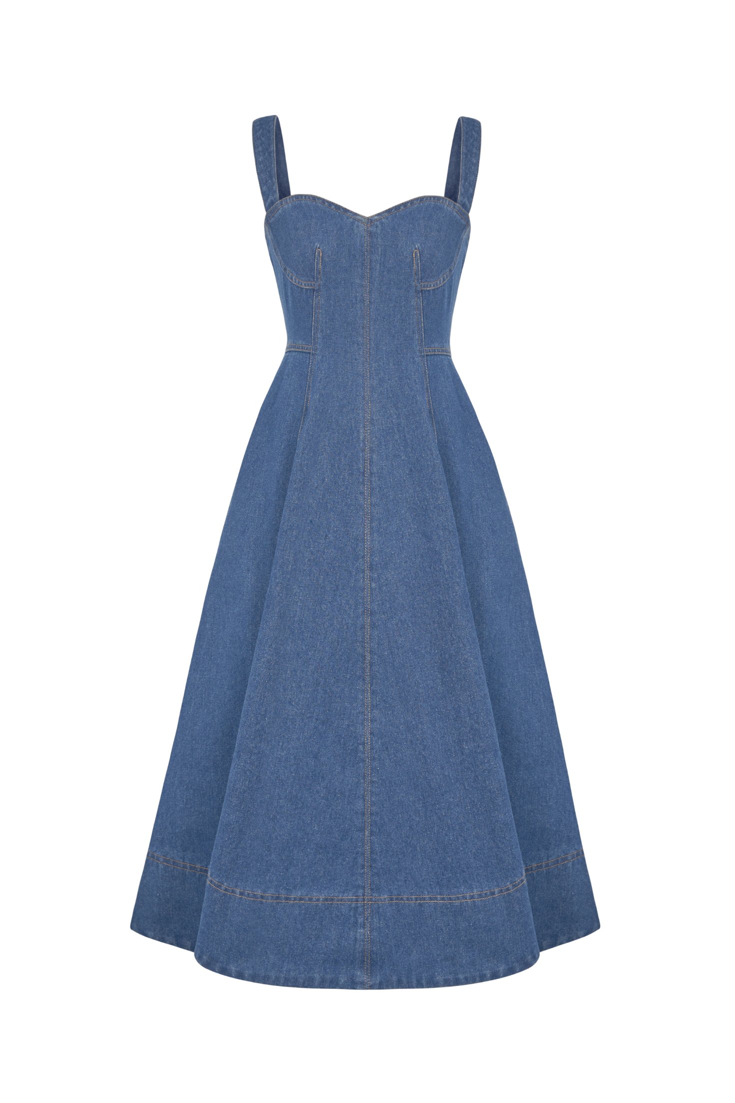 Mavis Bustier Denim Midi Dress in Classic Denim