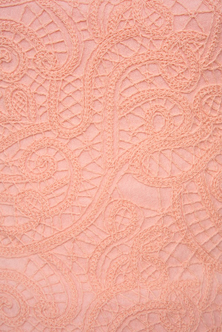 Olivia Peplum Crochet Romper in Coral Blossom