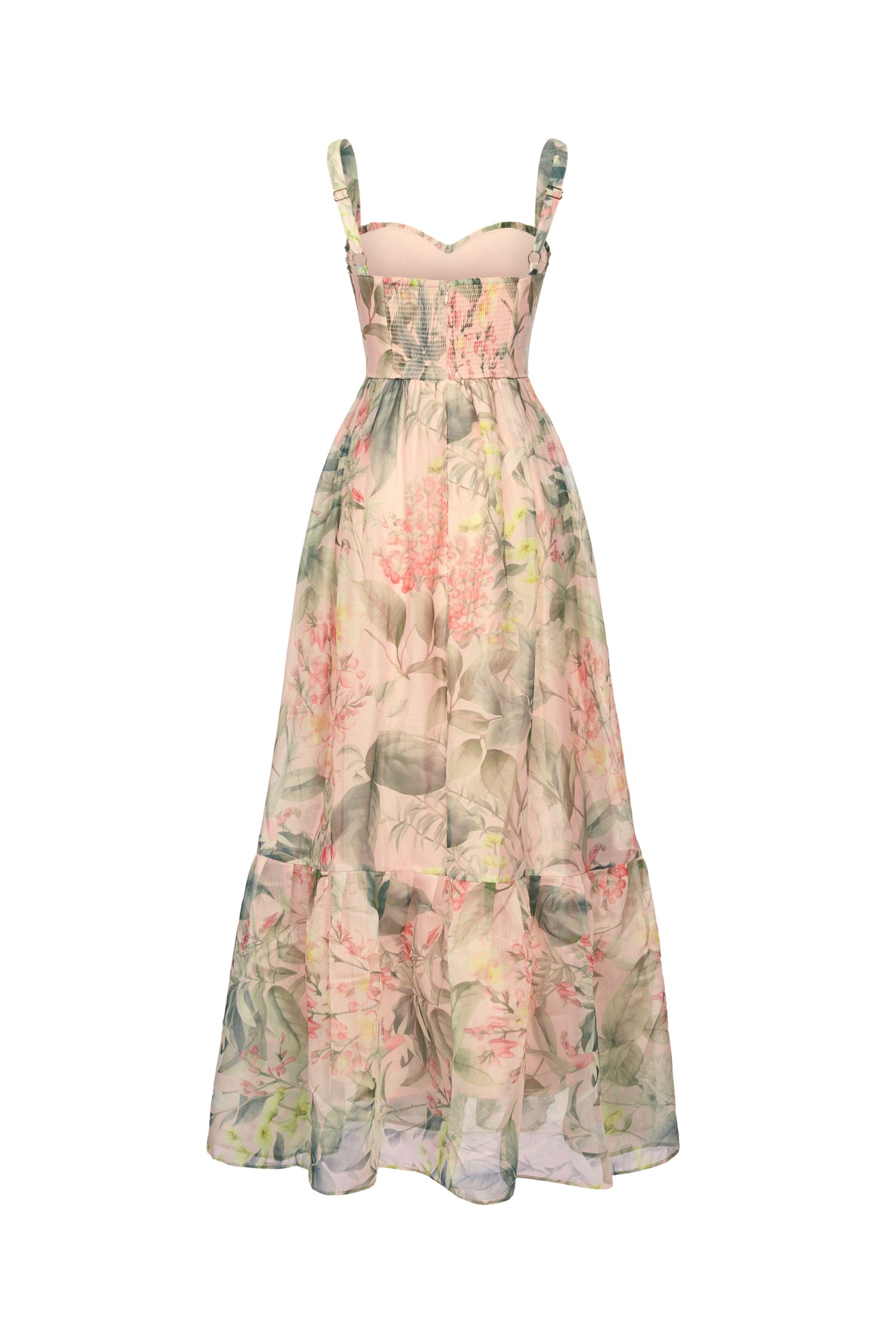 Teodora Corset Printed Maxi Dress in Blushing Botanicals