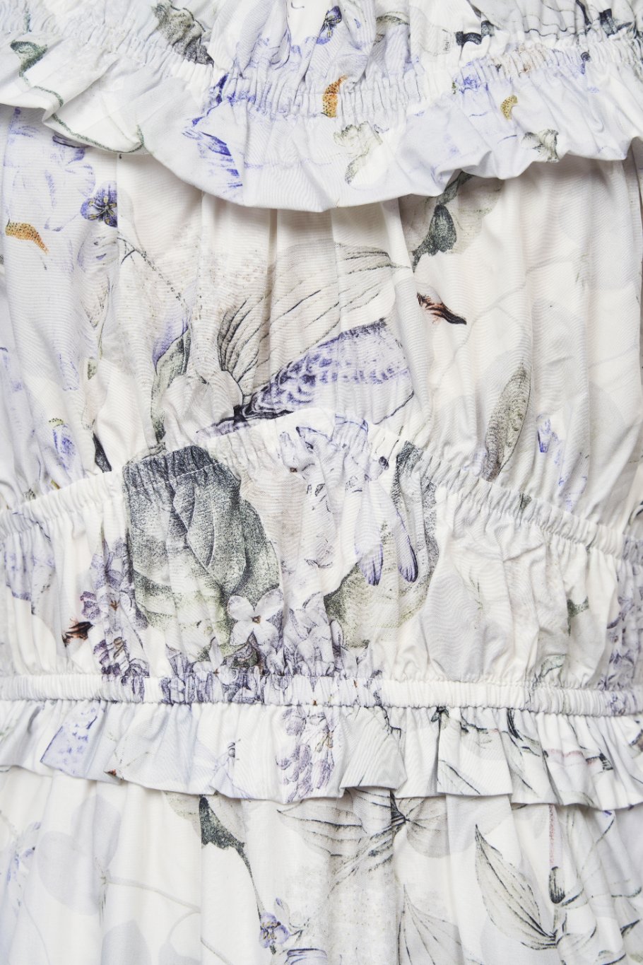 Violette Off Shoulder Maxi Dress in White Whispering Lilac Grove