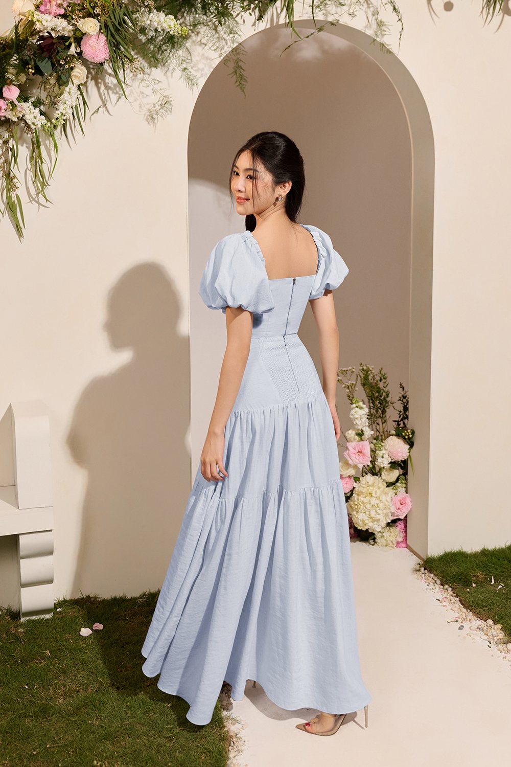 Wynne Assymetrical Maxi Skirt in Ice Blue