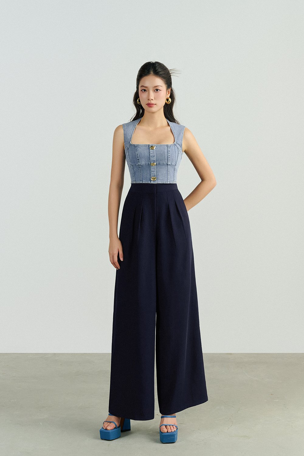 Zaya Palazzo Pant in Navy Blue