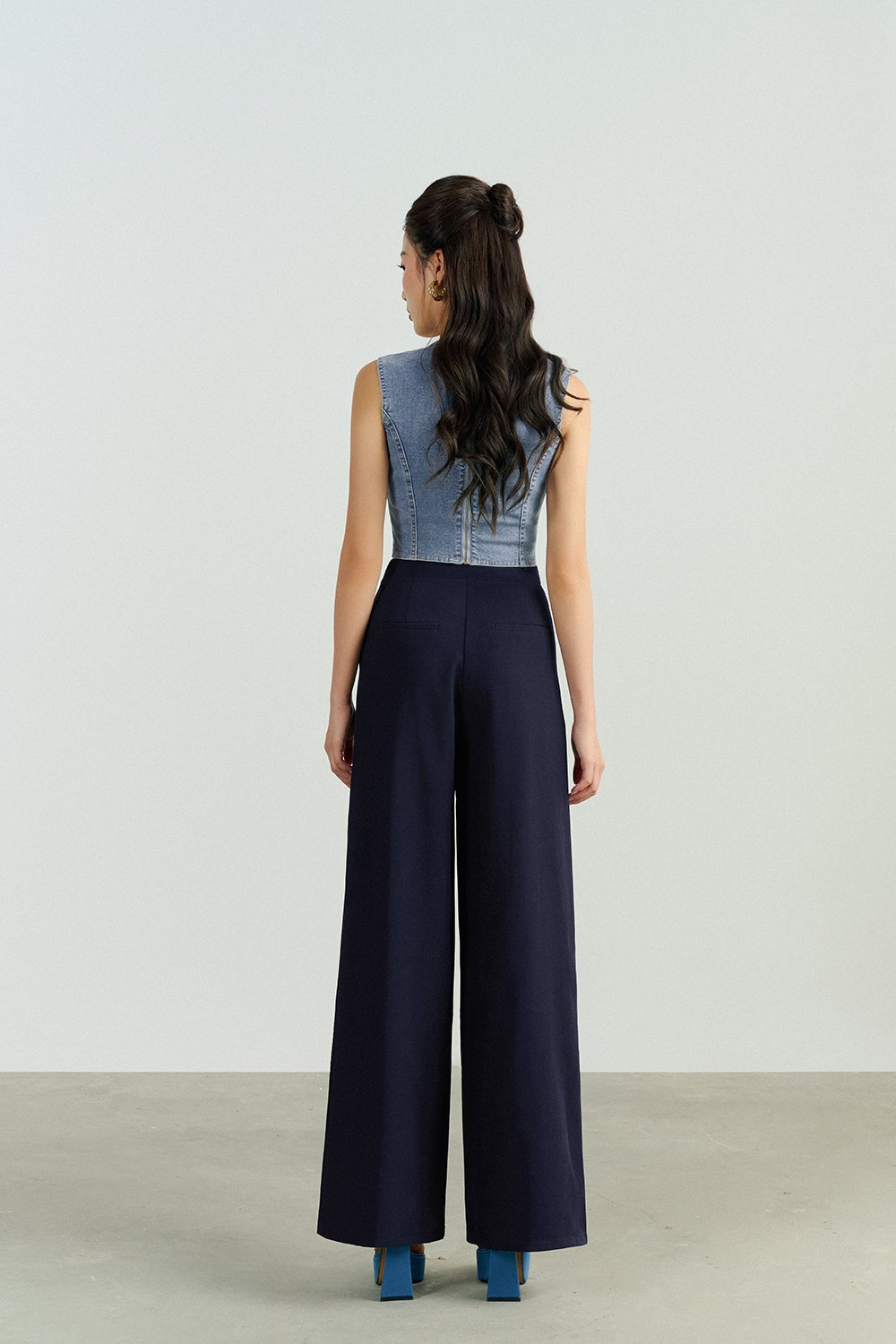 Zaya Palazzo Pant in Navy Blue